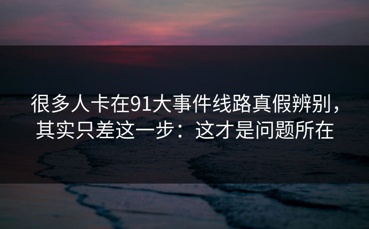 很多人卡在91大事件线路真假辨别,其实只差这一步:这才是问题所在 很多人卡在91大事件线路真假辨别,其实只差这一步:这才是问题所在
