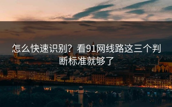 怎么快速识别？看91网线路这三个判断标准就够了
