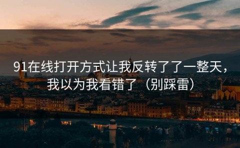 91在线打开方式让我反转了了一整天，我以为我看错了（别踩雷）