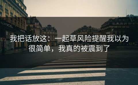 我把话放这：一起草风险提醒我以为很简单，我真的被震到了