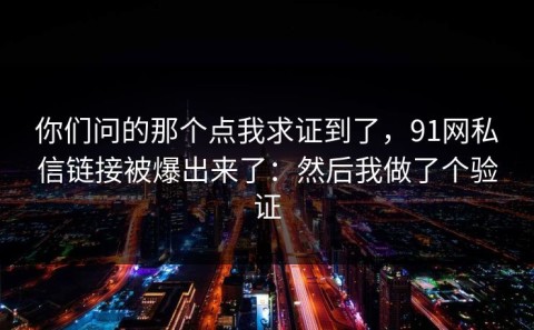 你们问的那个点我求证到了，91网私信链接被爆出来了：然后我做了个验证