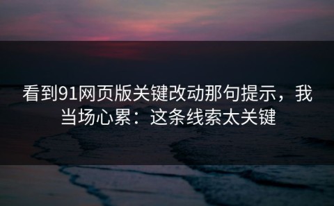 看到91网页版关键改动那句提示，我当场心累：这条线索太关键