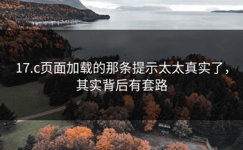17.c页面加载的那条提示太太真实了，其实背后有套路