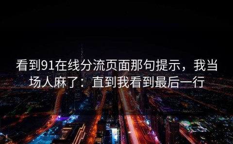 看到91在线分流页面那句提示，我当场人麻了：直到我看到最后一行