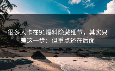 很多人卡在91爆料隐藏细节，其实只差这一步：但重点还在后面