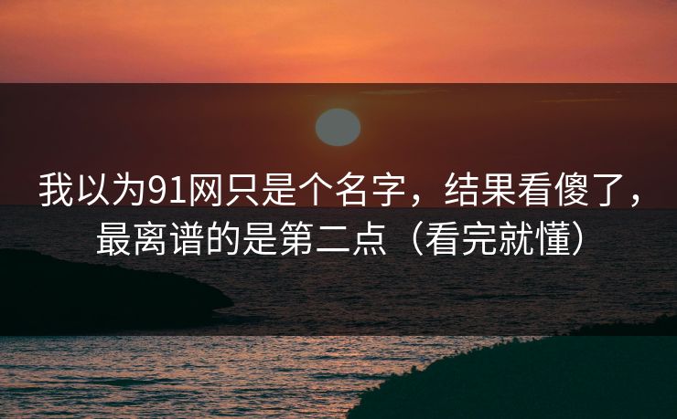我以为91网只是个名字，结果看傻了，最离谱的是第二点（看完就懂）