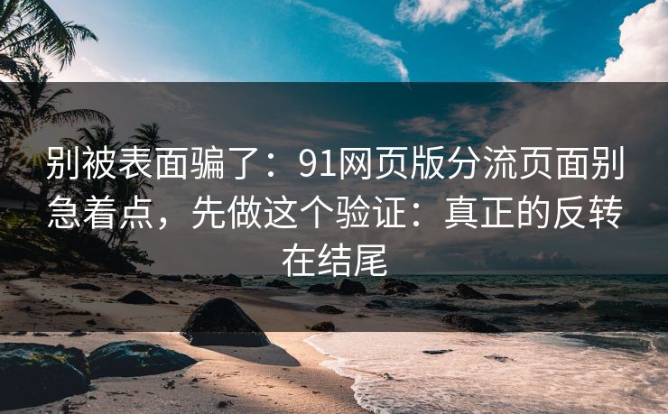 别被表面骗了：91网页版分流页面别急着点，先做这个验证：真正的反转在结尾