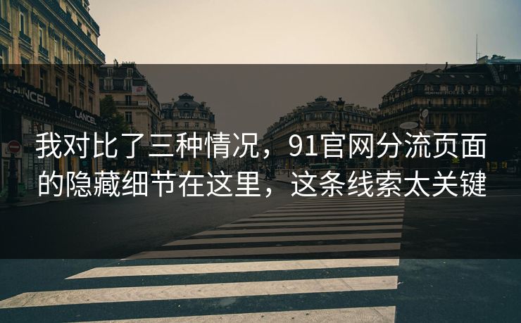 我对比了三种情况，91官网分流页面的隐藏细节在这里，这条线索太关键