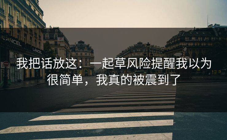 我把话放这:一起草风险提醒我以为很简单,我真的被震到了 我把话放这:一起草风险提醒我以为很简单,我真的被震到了