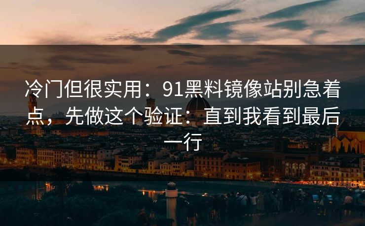 冷门但很实用：91黑料镜像站别急着点，先做这个验证：直到我看到最后一行