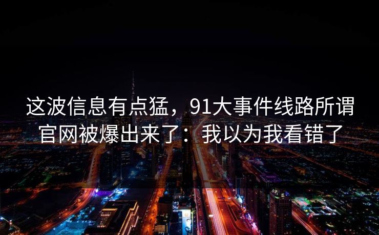 这波信息有点猛，91大事件线路所谓官网被爆出来了：我以为我看错了